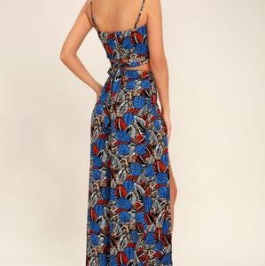 Lulu's Urban Jungle Blue Print Two-Piece Jumpsuit